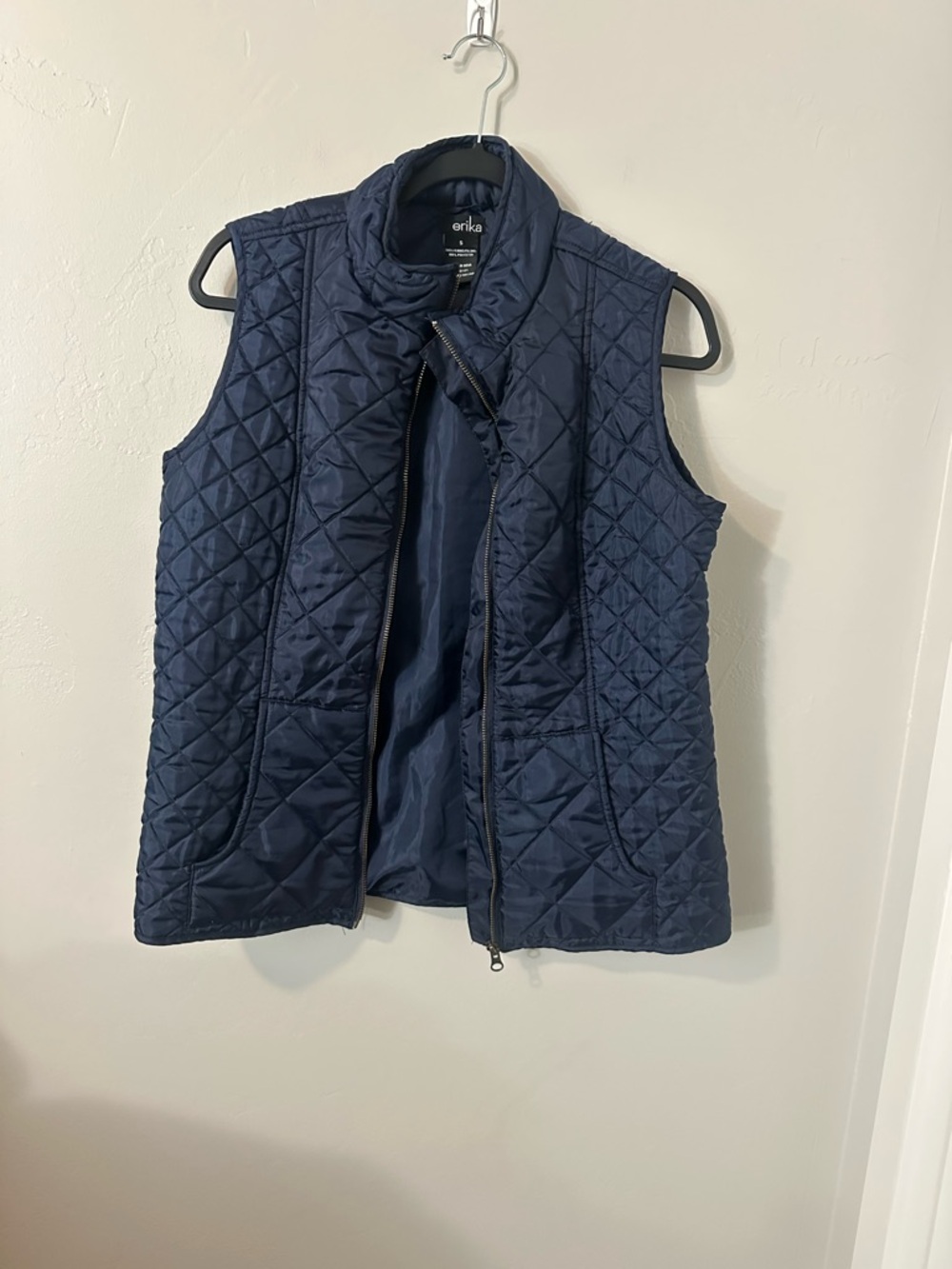 Erika Quilted Navy Sleeveless Puffer Vest